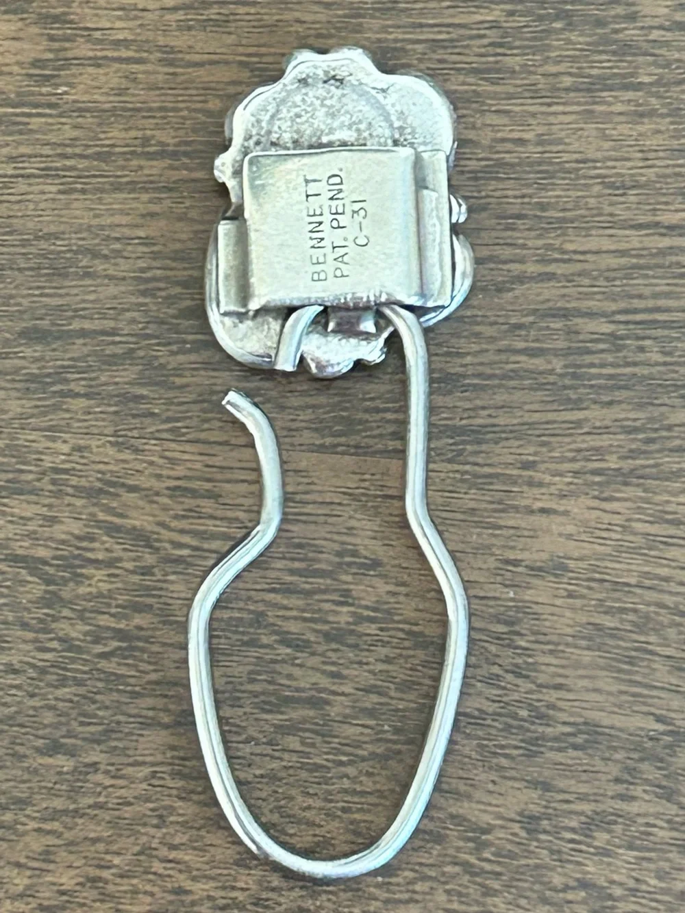 VINTAGE NATIVE AMERICAN SILVER & TURQUOISE STONE BENNETT PAT PEND C-31 KEYRING